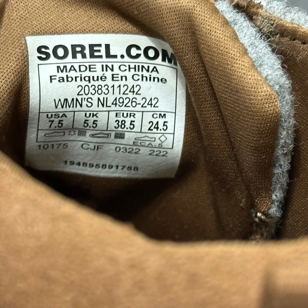 Sorel Evie Ankle Lace Boot Womens 7.5 Brown Grey Suede Felt Wedge NL4926-242‎